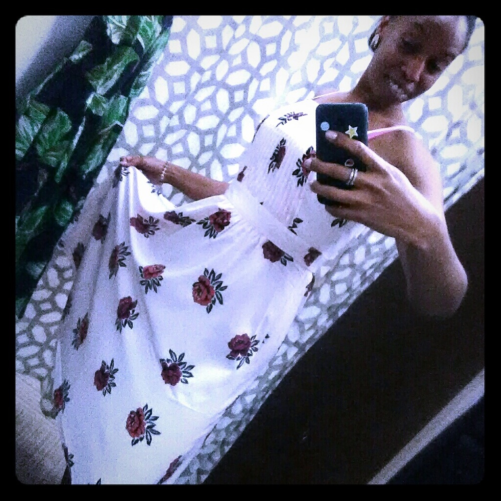 Pink rose print dress